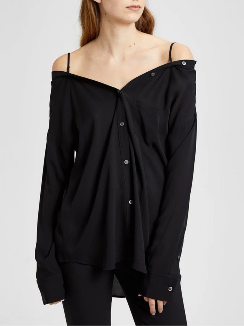 Theory Cold Shoulder 100% Silk Shirt